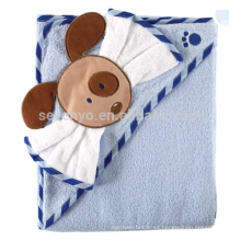 Toalla con capucha tejida bebé con toalla, perro azul, 100% algodón